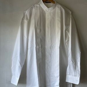 Issey MIYAKE Mens -classic shirt! -  white, banded collar, double pleated